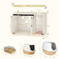 Enclos pour litière de chat style ferme avec portes à charnières en X, trous de ventilation, maisonnette cachée pour animaux de compagnie, table d'appoint pour chats d'intérieur