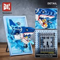 DK 3038 Ensemble de blocs de construction 3D en forme de requin, 669 pièces, décoration murale ou de bureau, modèle d'animal marin, jouet d'assemblage DIY, cadeau