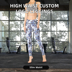 Leggings de yoga à taille haute imprimés par sublimation personnalisés pour femmes, pantalons de sport et de fitness avec poches latérales - Product Image 2