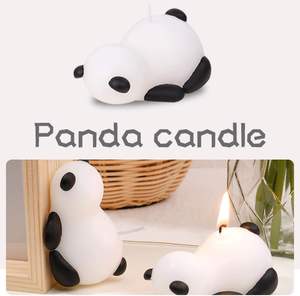 Grandes bougies chauffe-plat parfumées au design mignon de panda endormi pour la décoration intérieure, la table à manger et la chambre à coucher pour Noël et les vacances - Product Image 6
