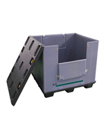 Palettes en plastique recyclables pliables renforcées Polyreflex, empilables, emboîtables, avec couvercle, pour le stockage en entrepôt de gros volumes