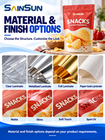 Sachets refermables à fermeture éclair personnalisés avec logo OEM, tailles sur mesure pour emballages alimentaires de chips, noix, biscuits et snacks