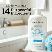 Gel Douche Doux pour Toute la Famille 35oz avec Logo Personnalisé, pH Équilibré, Peau Sensible, Sans Colorants, Sans Parabènes, Sans Silicone, Parfum Original