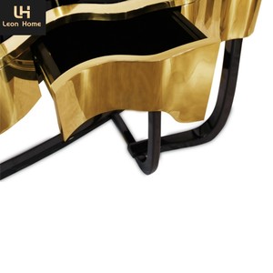 Modern Luxury Design Living Room Furniture Durable Stainless <strong>Steel</strong> Black and Gold Metal <strong>Frame</strong> Console <strong>Table</strong> - Product Image 6