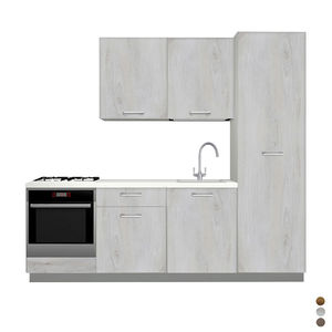 ตู้ครัวสำเร็จรูป 240 ซม. สีวอลนัท ดีไซน์ทันสมัย สำหรับใช้ในบ้าน - Product Image 1