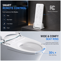Toilette intelligente sans réservoir en céramique avec chasse d'eau automatique, siège chauffant, style américain, certifiée CUPC ETL
