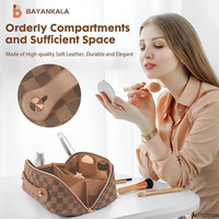 Sac de voyage en cuir pour maquillage, grande capacité, sac de maquillage pour femmes, imperméable, portable, avec compartiments