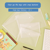 Porte-documents en plastique transparent A4 avec logo personnalisé imprimé, pochette en PP avec fente pour carte, bouton pression, porte-documents avec impression de logo personnalisé