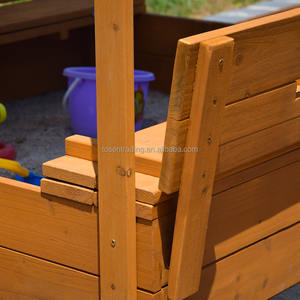 Bac à sable en bois avec auvent, bancs convertibles et sièges intégrés - Station de jeu de sable extérieure pour enfants pour s'amuser dans la cour - Product Image 6