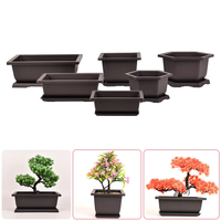 Pot et Soucoupe à Fleurs en Plastique Style Antique pour Plantes Grasses, Légumes et Bonsaïs, Jardinières d'Extérieur