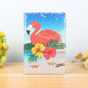Cuaderno colorido de lentejuelas de flamenco y sirena con monograma de sublimación en ambos lados, Material de cubierta de papel de plástico de tapa dura - Product Image 5
