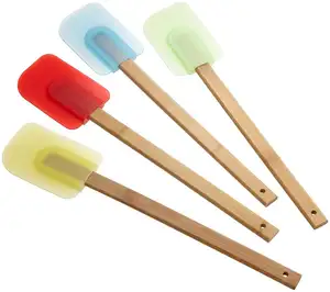 Cake Decorating tool Silicone Spatula with wood handles Silicone Spatulas with Bamboo Handles