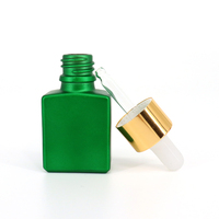 Flacon compte-gouttes en verre pour huile essentielle, 30ml, 2oz, emballage cosmétique, soins de peau, coloré, vert, rose