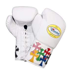 Gants de boxe en cuir blanc à lacets réglables pour l'entraînement en combat en plein air - Product Image 4