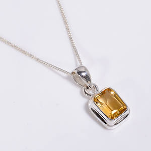 Colgante de Plata de Ley 925 con cadena de eslabones cubanos joyería de piedras preciosas de cuarzo de limón de corte ovalado Natural, joyería de plata antigua 925 - Product Image 5