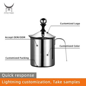 <span class=keywords><strong>Mousseur</strong></span> à lait manuel portable en acier inoxydable 304 avec poignée en plastique pour la préparation du café - Product Image 2