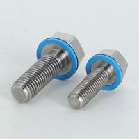 Tornillos Hexagonales Higiénicos SUS316 Sin Grietas con Anillo de Sellado Azul, Fijación Autosellante para Maquinaria de Alimentos y Farmacéutica