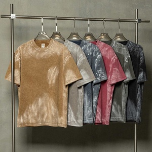 Camiseta de algodón de peso pesado con diseño personalizado de ropa de fabricante, camiseta de gran tamaño lavada con pinturas Retro al por mayor - Product Image 2