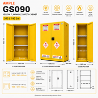 Armoire de stockage de liquides inflammables 340L 90 gallons en acier jaune à double porte, armoire de sécurité pour laboratoire et entrepôt, approvisionnement B2B