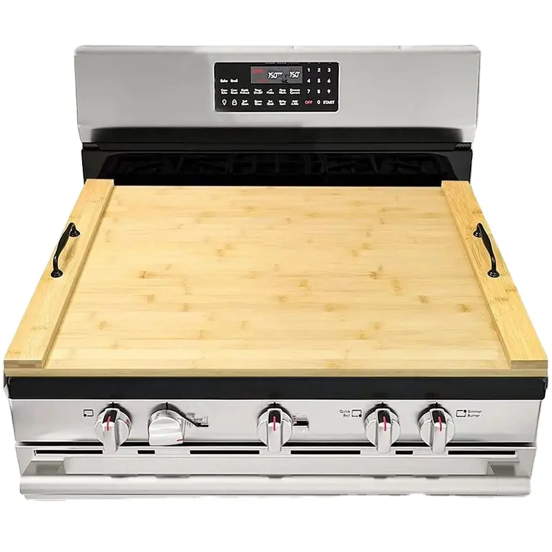 Planche à découper en bambou personnalisée plateau de service de cuisine planche à nouilles comptoir cuisinière avec poignées couvercle de cuisinière pour cuisinière électrique