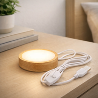 Base de lampe de nuit LED en bois, support d'affichage pour boule de cristal, support de lampe lumineuse alimenté par USB pour la décoration de la chambre à coucher et de la maison