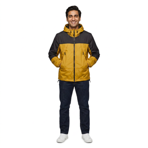 Custom High Quality Men's Casual Windbreaker Jacket Stand Collar Hooded Design 100% Cotton <b>Canvas</b> Streetwear High Street Style - Product Image 1