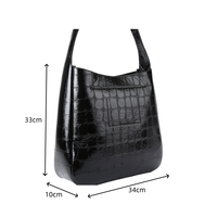Bolso Hobo SHX Personalizado de Cuero Genuino en Color Sólido - Bolso de Hombro Negro Brillante con Bolsa Adicional