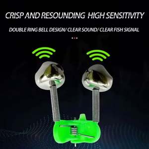 Nouvelle alarme de pêche double à ressort pour canne à pêche, modèle Mairun 823, vert/rouge, pour la pêche en mer en extérieur, clochettes en plastique et métal, vente en gros aux États-Unis - Product Image 3