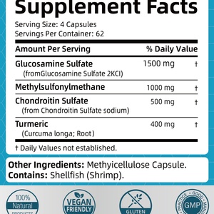 Suplemento de Glucosamina y Condroitina con Etiqueta Personalizada, con MSM y Cúrcuma, Apoyo para la Salud de Adultos, Cápsulas de Glucosamina y Condroitina - Product Image 2