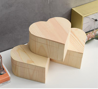 Forme de coeur inachevé peint écologique bricolage stockage boîte en bois artisanat organisateur boîte à bijoux cadeau artiste outil couvercle magnétique
