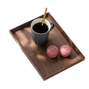 Bandeja Rectangular Grande de <span class=keywords><strong>Madera</strong></span> Natural de Nogal Negro para Alimentos, Regalo, Servicio, Frutas Secas, Café, Sushi, Estilo Rústico - Product Image 1
