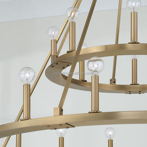 Ретро фермерский вагон колесный большой круглый деревенский светильник двухъярусная металлическая кольцевая люстра - Product Image 3