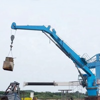 Grue marine à articulation fixe, pont de 5 tonnes, treuil hydraulique, grue flottante pour bateau de pêche avec boîte de vitesses et moteur