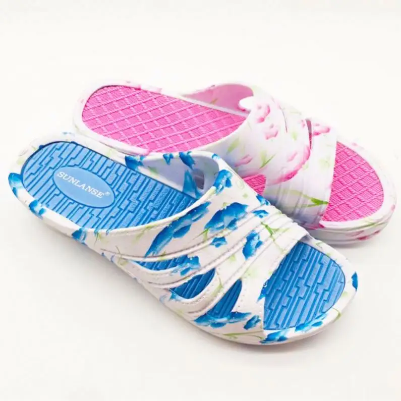 Fancy Ontwerp Hoge Hak Platform Bloem Gedrukt Hawaiian Vrouwen Dame Zomer Strand Slippers Slide Sandalen Eva Outdoor Schoeisel