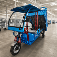 Triciclo Eléctrico con Gran Caja de Carga de Acero, Vehículo Utilitario de Tres Ruedas con Batería para Reparto y Mercado