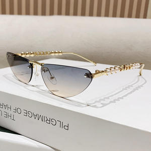 แว่นกันแดดทรงสามเหลี่ยมกรอบโลหะ ดีไซน์ไร้กรอบ ป้องกันแสงแดดและรังสียูวี เหมาะสำหรับกิจกรรมกลางแจ้งบนท้องถนน - Product Image 4