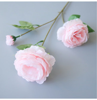 Fleurs artificielles en soie, pivoines artificielles à 3 têtes, roses du Brésil, pour mariage et décoration intérieure, vente en gros à prix abordable