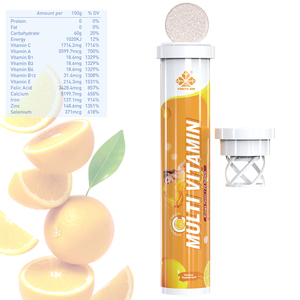 Comprimés effervescents multivitamines C en stock, prix d'usine direct du fabricant d'origine, 20 comprimés/tube - Product Image 1