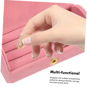 High-end Delicate Curved Velvet Portable Travel Small <b>Storage</b> Box <b>Ring</b> Necklace Stud Earrings Jewelry Packaging Box - Product Image 3