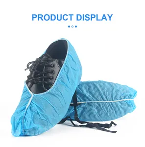 Desechable no tejido a prueba de polvo antideslizante ESD zapato cubierta con tira conductora negra