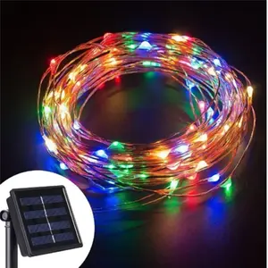 China Supplier 10m 100 LED Colorful Outdoor Christmas Fairy String Light Waterproof Solar Copper Wire String Christmas Light