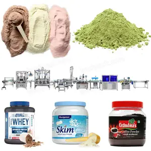 Double Head 1-3kg Talcum Collagen Spice Milk Protein Coffee Powder Jar Filling Line Machine