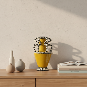 Urnes décoratives Flolenco Bold Color Block peintes à la main avec des rayures, poignée en boucle torsadée, <span class=keywords><strong>vase</strong></span> en céramique <span class=keywords><strong>pour</strong></span> une décoration minimaliste - Product Image 5