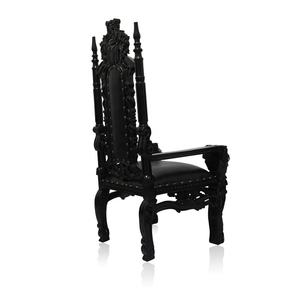 Chaise de trône royale française capitonnée élégante de haute qualité, en bois massif antique noir, pour la détente, les enfants, l'appartement, l'hôtel, le mariage - Product Image 4
