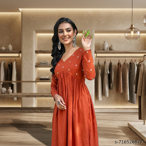 Ensemble coordonné décontracté 2 pièces pour femme SKF, orange festif, col rond, manches trois quarts, imprimé géométrique, tissu en mousseline - Product Image 3
