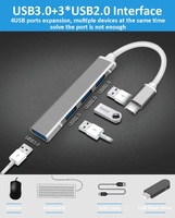 Hub Tipo C de 4 Puertos, Divisor USB-C/Tipo C USB 3.0, Adaptador OTG, Cable de Aleación de Aluminio para Macbook Pro, PC, Accesorios para Laptop