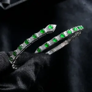 European and American natural jade 925 silver inlaid bracelet retro niche high quality fashion temperament bracelet