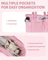 Sac fourre-tout en polyester pour femme, lavable en machine, motif uni, 39,9x31x16cm, fermeture ouverte, pour le travail, les voyages et les soins infirmiers