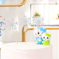 10 décorations de gâteau flocon de neige scintillantes or, argent, bleu – Pics à cupcakes de Noël pour fêtes d'hiver et desserts