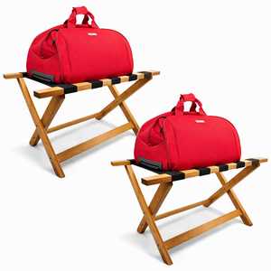 Sgabello Pieghevole in Legno di Bambù per Valigie 65x36x36 Cm, Supporto per Valigie, Organizzatore da Viaggio - Product Image 1